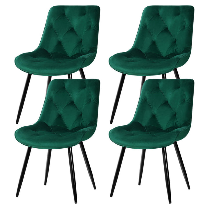 Artiss Velvet Fabric Dining Chairs Diamond Tufted (Set of 4) Green