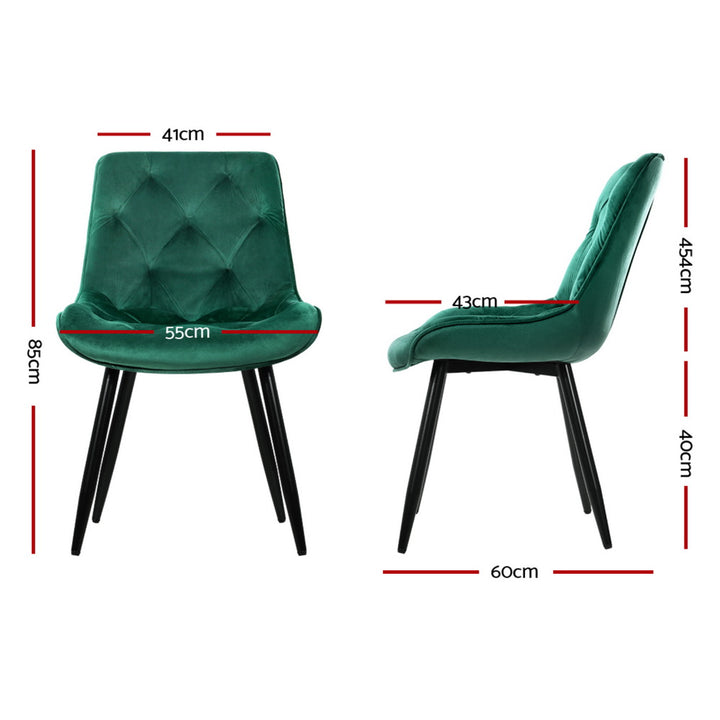 Artiss Velvet Fabric Dining Chairs Diamond Tufted (Set of 4) Green