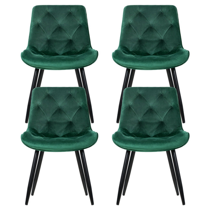 Artiss Velvet Fabric Dining Chairs Diamond Tufted (Set of 4) Green
