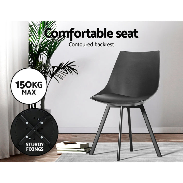 Artiss Kitchen Dining Chairs Padded (Set of 2) Black