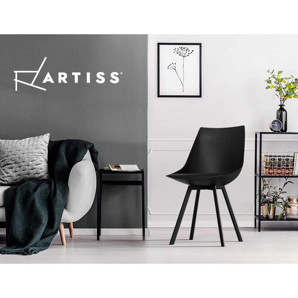 Artiss Kitchen Dining Chairs Padded (Set of 2) Black