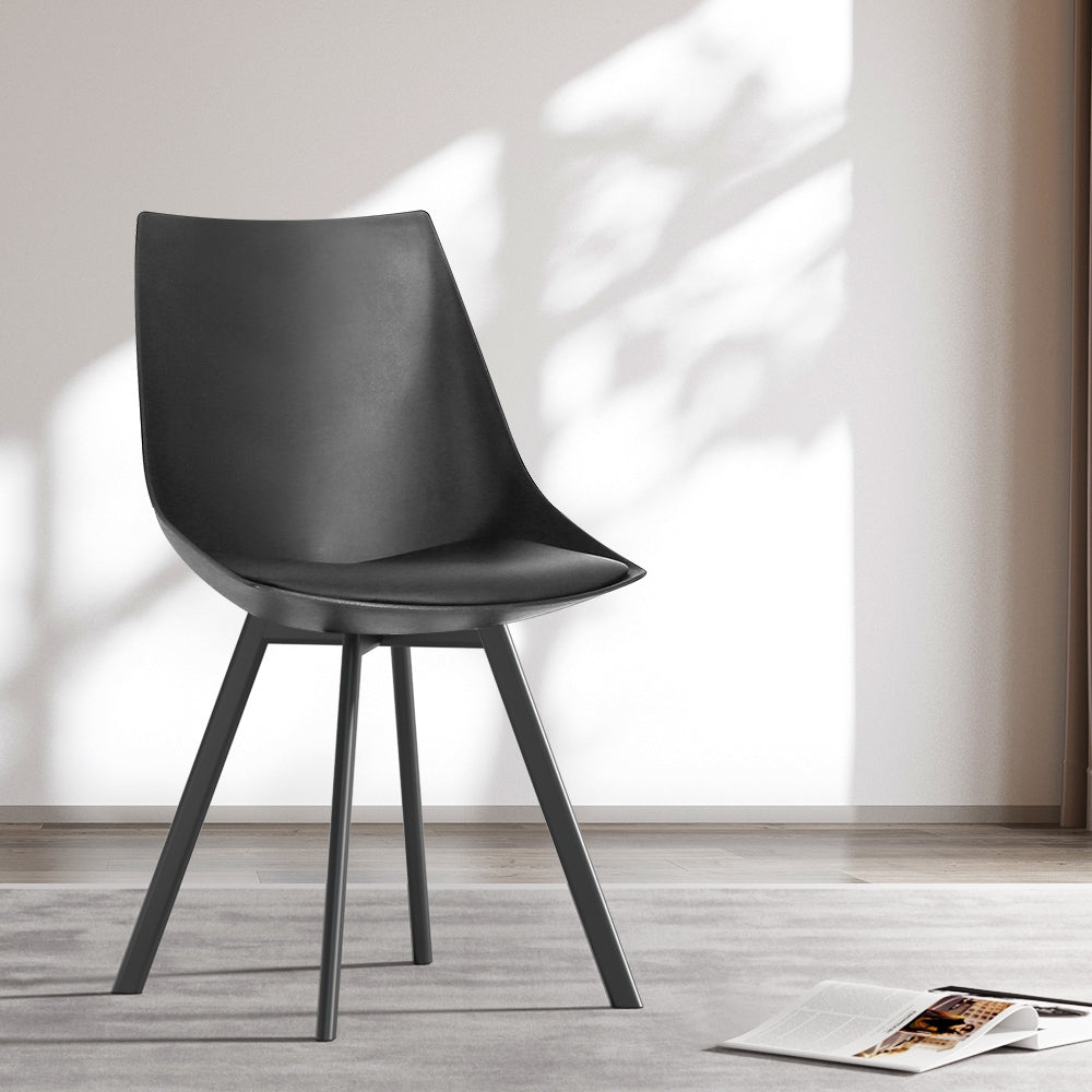 Artiss Kitchen Dining Chairs Padded (Set of 2) Black