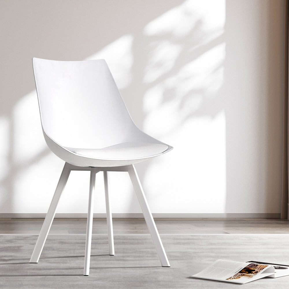 Artiss Kitchen Dining Chairs Padded (Set of 2) White