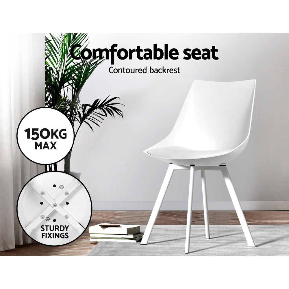Artiss Kitchen Dining Chairs Padded (Set of 2) White