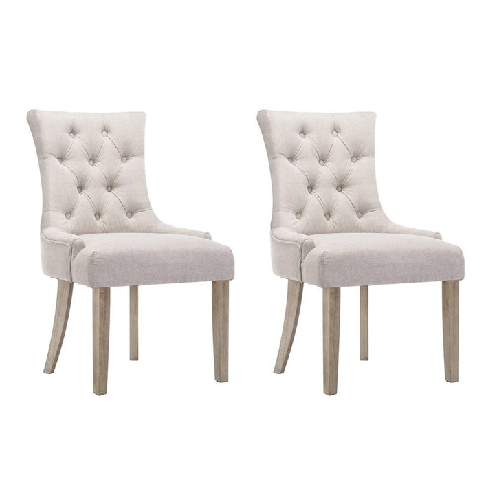 Artiss French Provincial Dining Chairs Fabric (Set of 2) Beige
