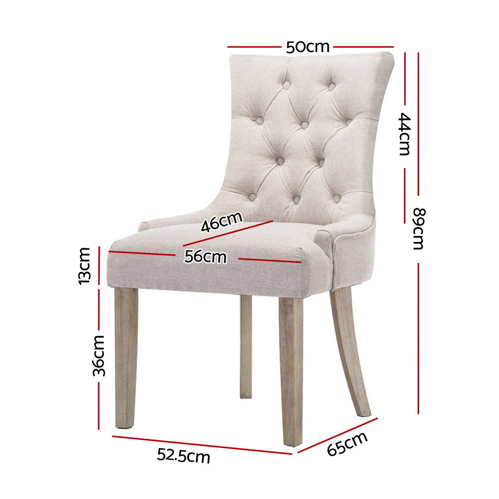 Artiss French Provincial Dining Chairs Fabric (Set of 2) Beige