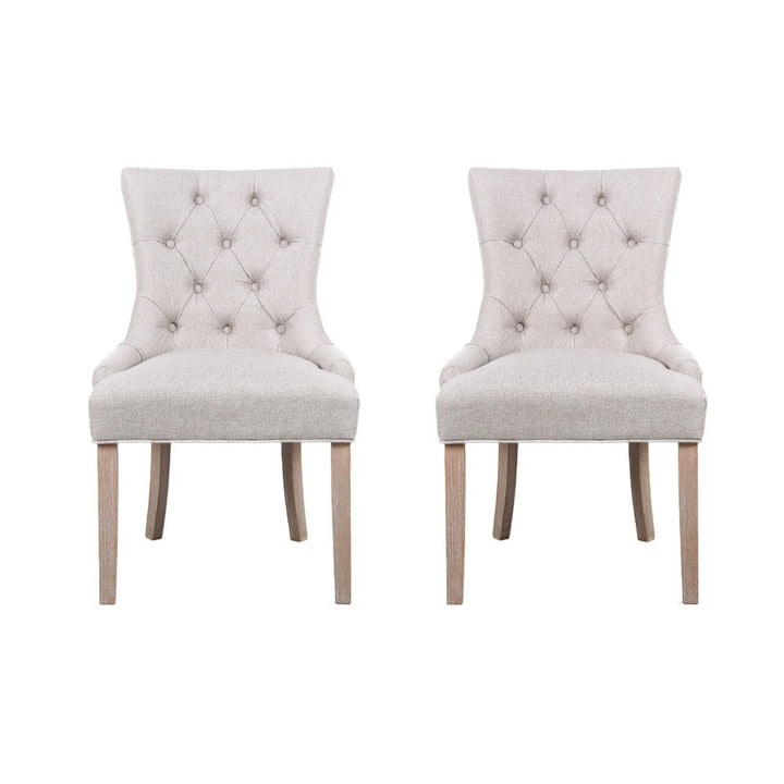 Artiss French Provincial Dining Chairs Fabric (Set of 2) Beige