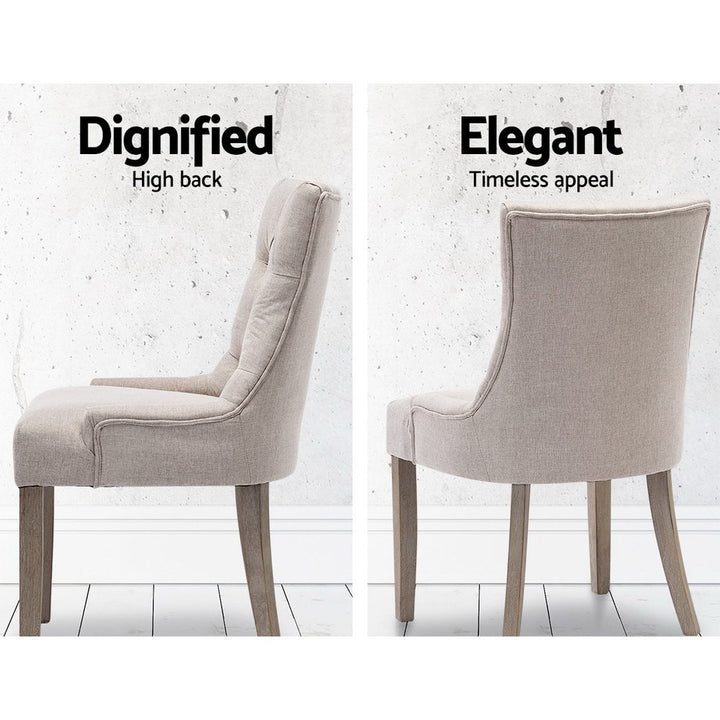 Artiss French Provincial Dining Chairs Fabric (Set of 2) Beige