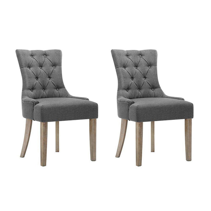 Artiss French Provincial Dining Chairs Fabric (Set of 2) Grey