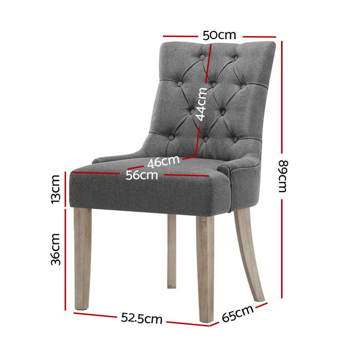 Artiss French Provincial Dining Chairs Fabric (Set of 2) Grey