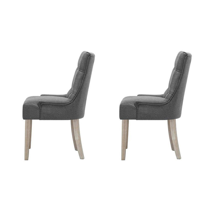 Artiss French Provincial Dining Chairs Fabric (Set of 2) Grey