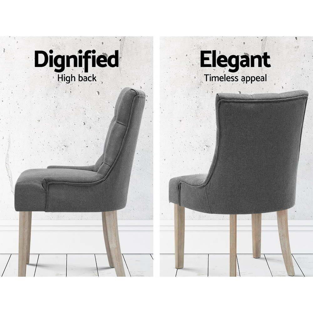 Artiss French Provincial Dining Chairs Fabric (Set of 2) Grey