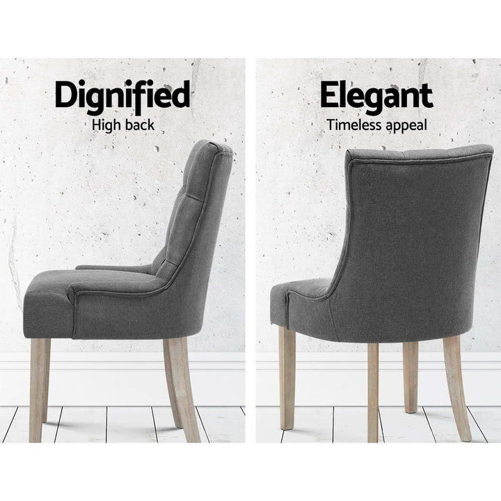 Artiss French Provincial Dining Chairs Fabric (Set of 2) Grey