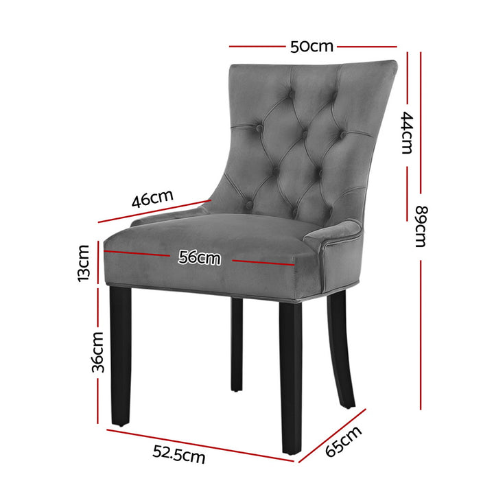 Artiss French Provincial Dining Chairs Velvet (Set of 2) Grey