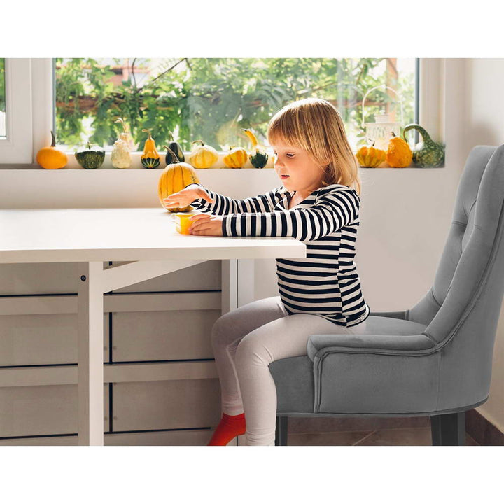 Artiss French Provincial Dining Chairs Velvet (Set of 2) Grey