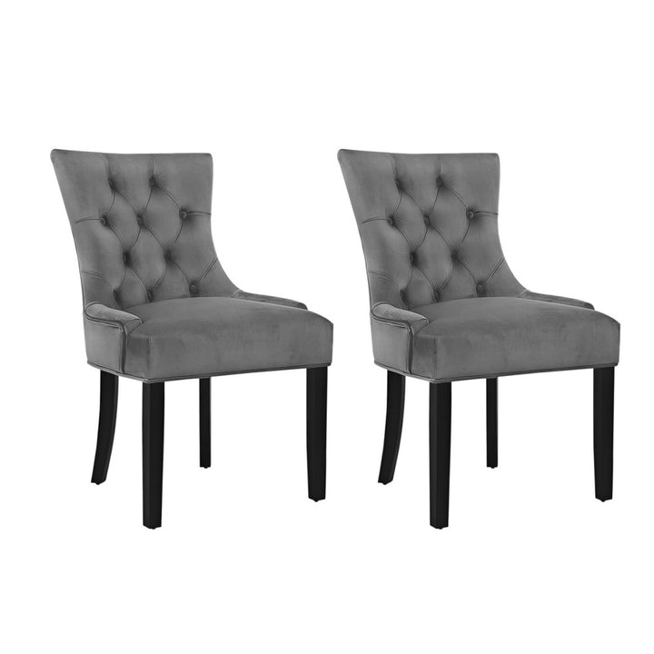 Artiss French Provincial Dining Chairs Velvet (Set of 2) Grey