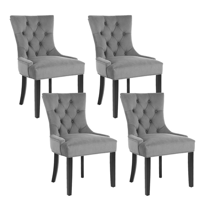Artiss French Provincial Dining Chairs Velvet (Set of 4) Grey
