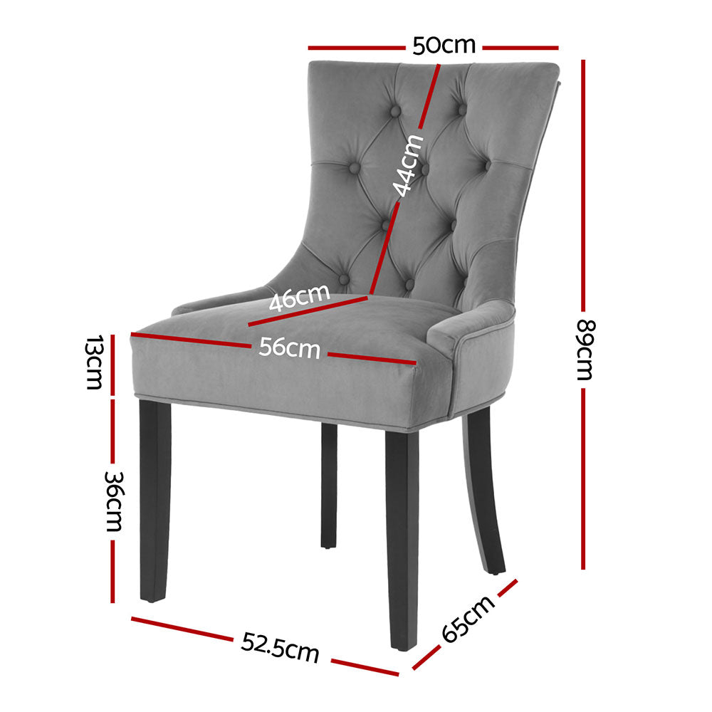 Artiss French Provincial Dining Chairs Velvet (Set of 4) Grey