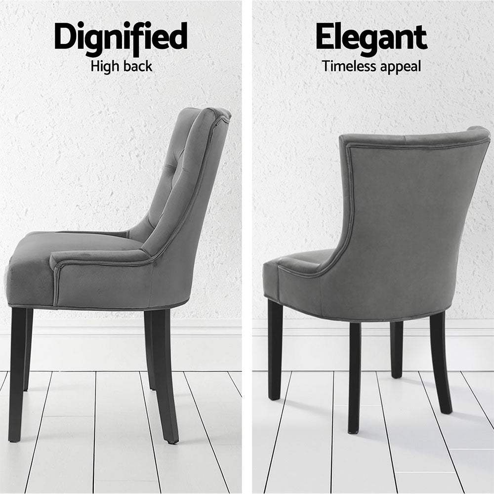 Artiss French Provincial Dining Chairs Velvet (Set of 4) Grey