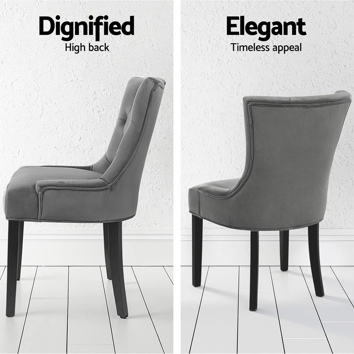 Artiss French Provincial Dining Chairs Velvet (Set of 4) Grey