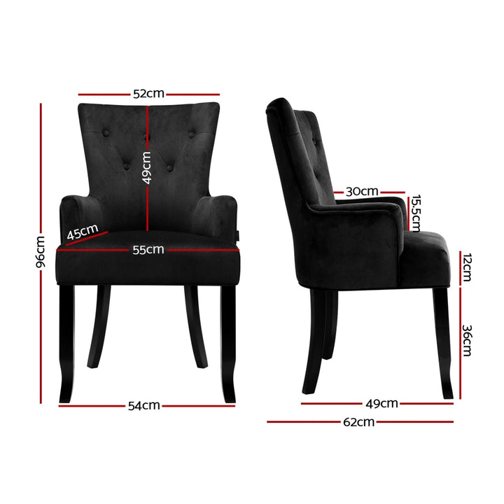 Artiss French Provincial Dining Chair Velvet Black