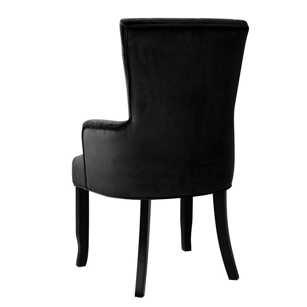 Artiss French Provincial Dining Chair Velvet Black