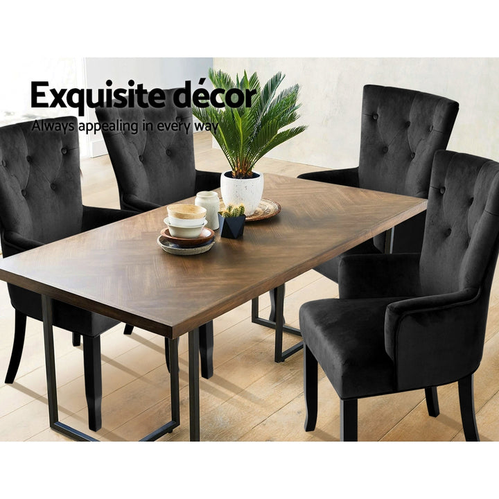 Artiss French Provincial Dining Chair Velvet Black