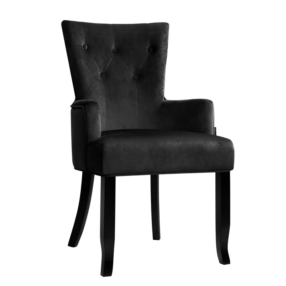 Artiss French Provincial Dining Chair Velvet Black