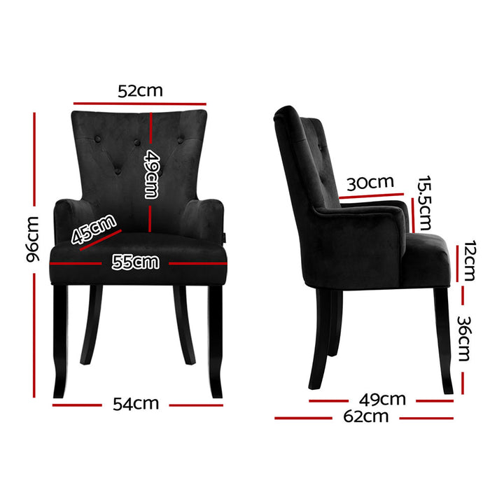Artiss French Provincial Dining Chair Velvet (Set of 2) Black