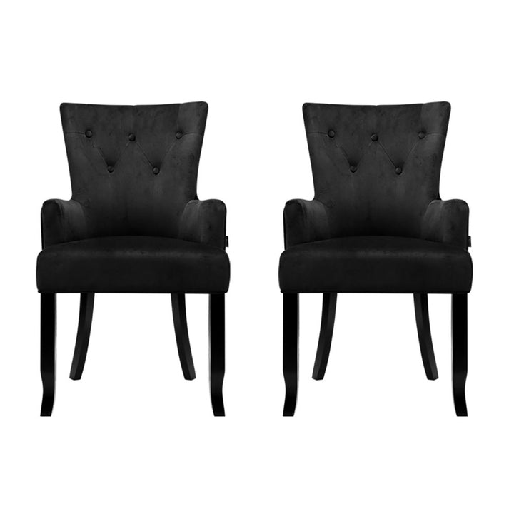 Artiss French Provincial Dining Chair Velvet (Set of 2) Black