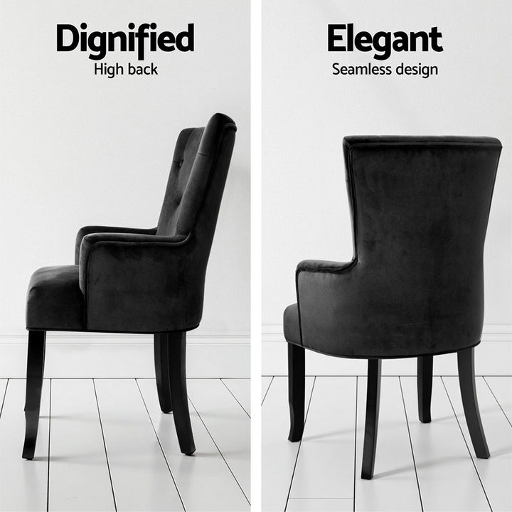 Artiss French Provincial Dining Chair Velvet (Set of 2) Black