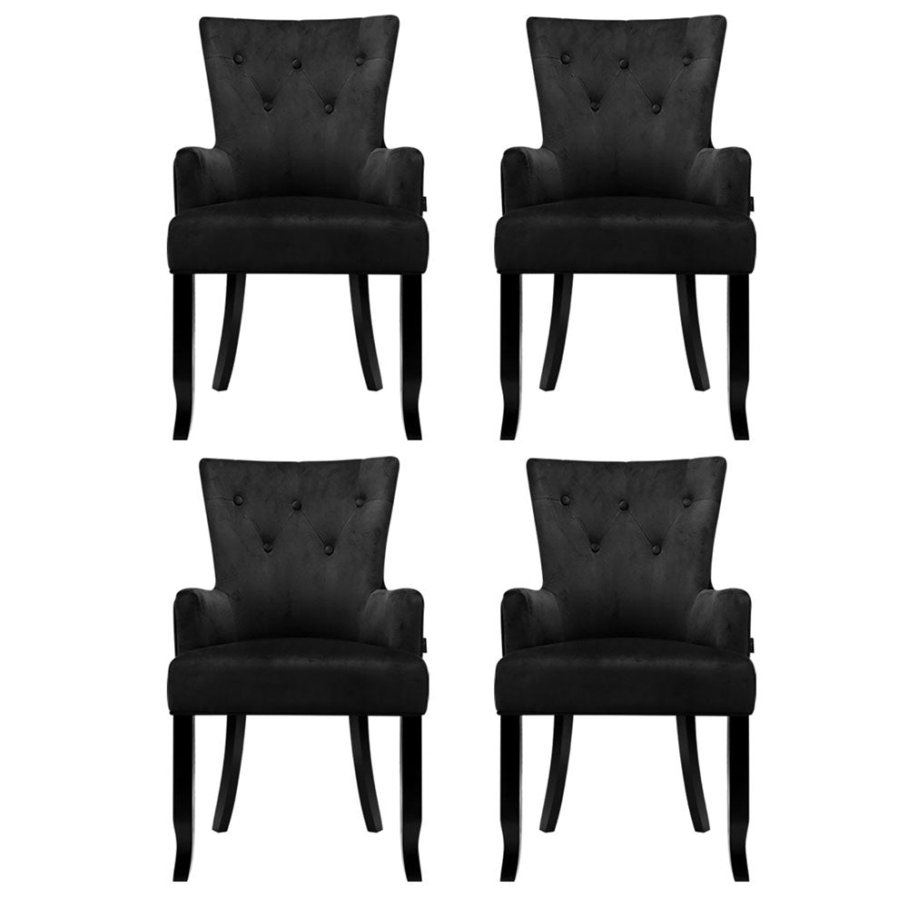 Artiss French Provincial Dining Chair Velvet (Set of 4) Black