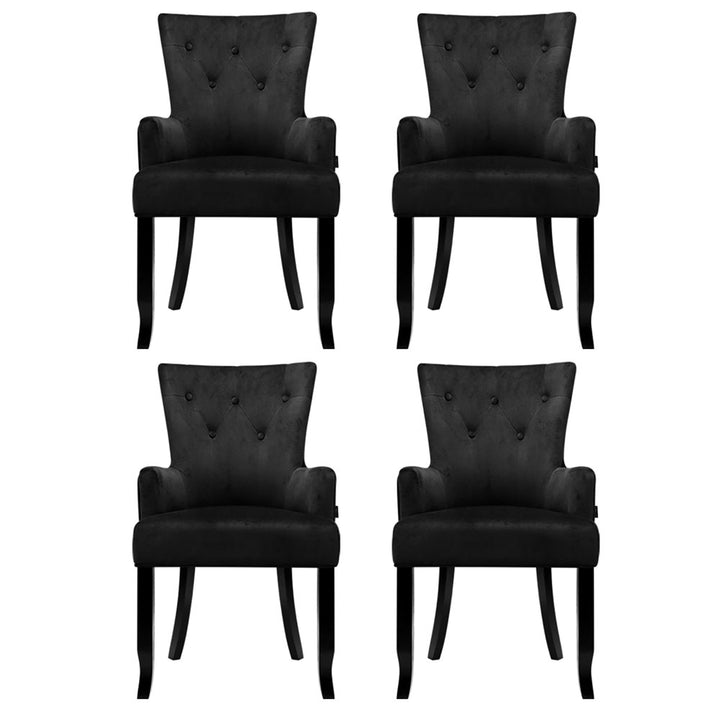Artiss French Provincial Dining Chair Velvet (Set of 4) Black