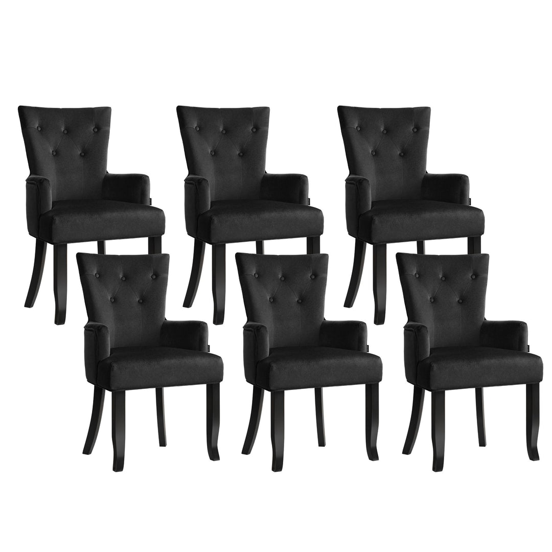 Artiss French Provincial Dining Chair Velvet (Set of 6) Black