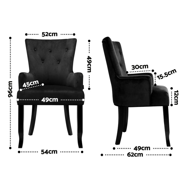 Artiss French Provincial Dining Chair Velvet (Set of 6) Black