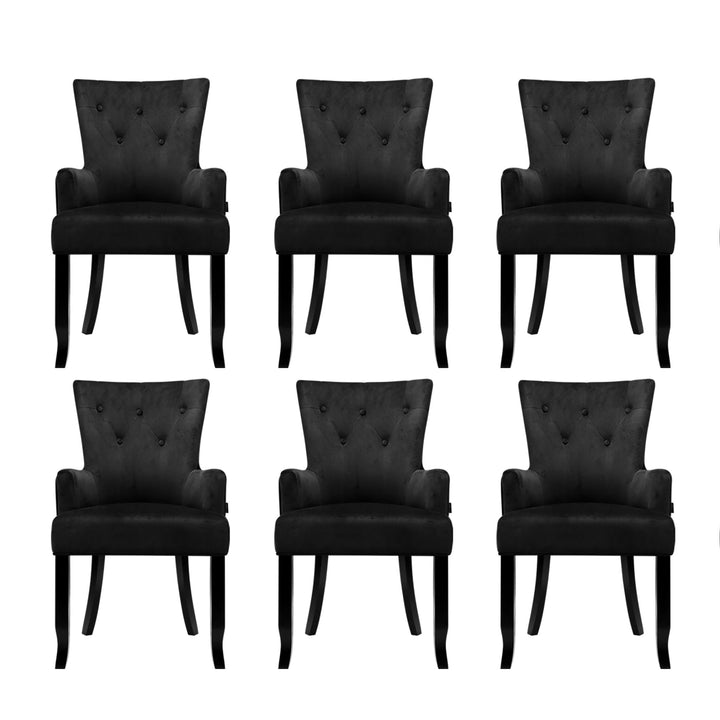 Artiss French Provincial Dining Chair Velvet (Set of 6) Black