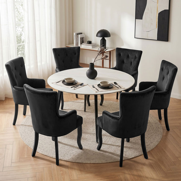 Artiss French Provincial Dining Chair Velvet (Set of 6) Black