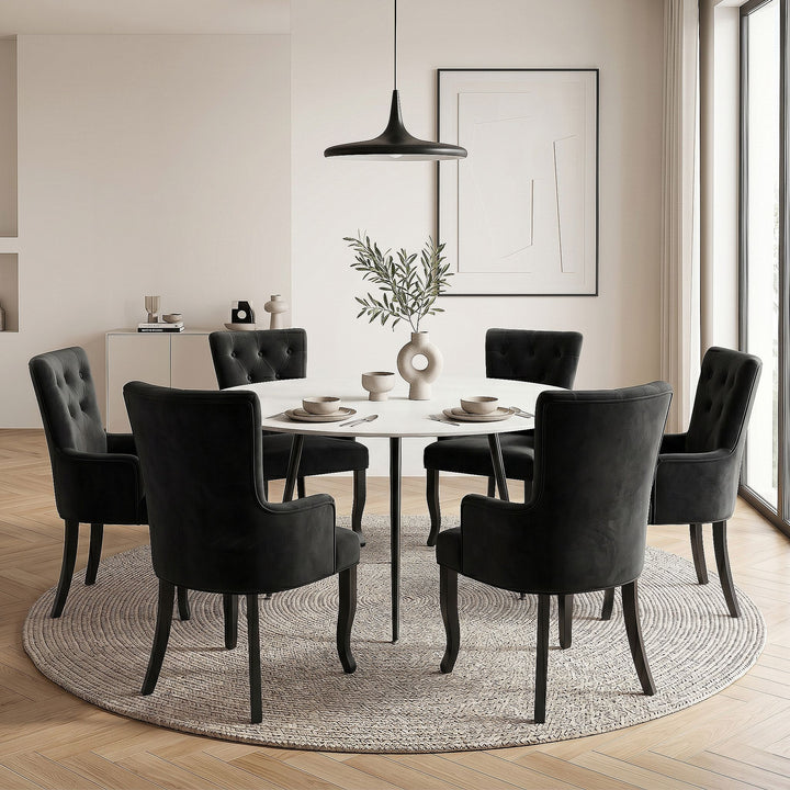 Artiss French Provincial Dining Chair Velvet (Set of 6) Black