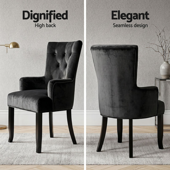 Artiss French Provincial Dining Chair Velvet (Set of 6) Black