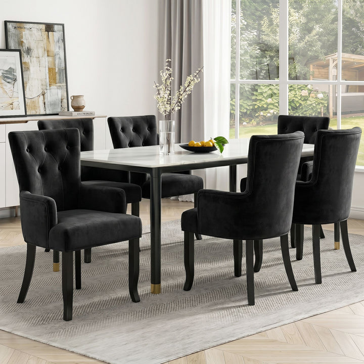 Artiss French Provincial Dining Chair Velvet (Set of 6) Black