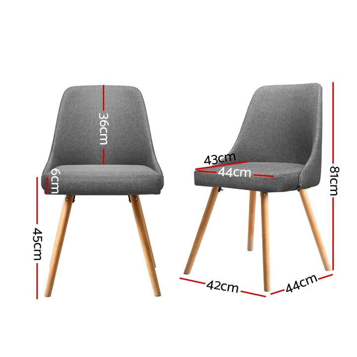 Artiss Fabric Kitchen Dining Chairs Wooden (Set of 2) Grey