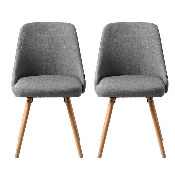 Artiss Fabric Kitchen Dining Chairs Wooden (Set of 2) Grey