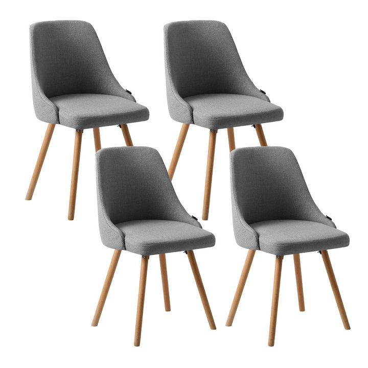 Artiss Fabric Kitchen Dining Chairs Wooden (Set of 4) Grey