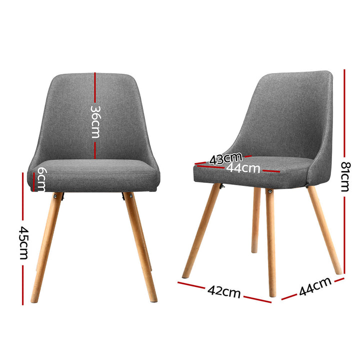 Artiss Fabric Kitchen Dining Chairs Wooden (Set of 4) Grey