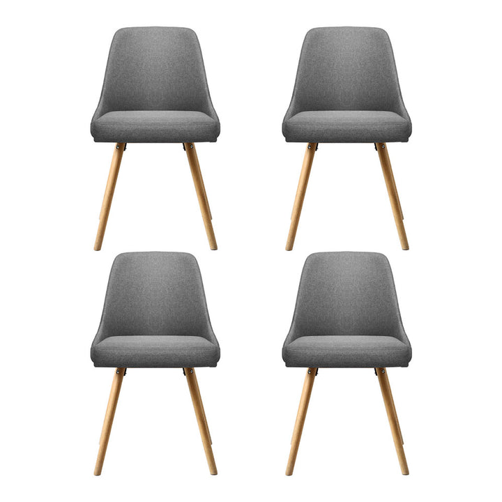 Artiss Fabric Kitchen Dining Chairs Wooden (Set of 4) Grey