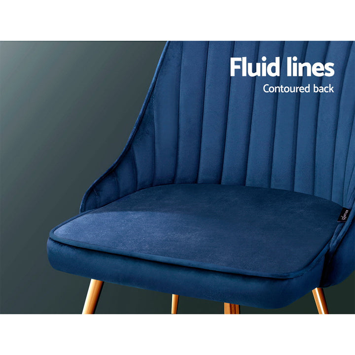 Artiss Velvet Fabric Dining Chairs Vintage (Set of 2) Blue