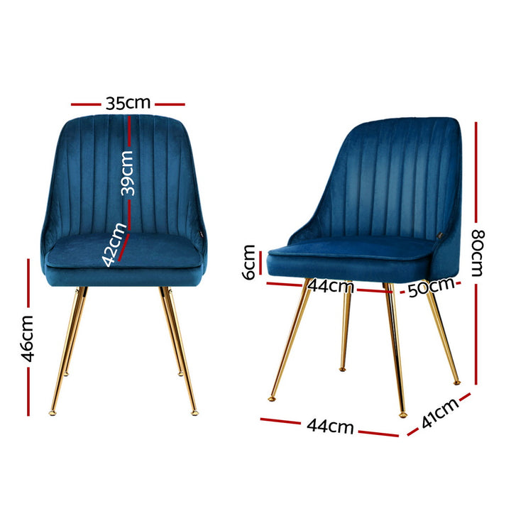 Artiss Velvet Fabric Dining Chairs Vintage (Set of 4) Blue