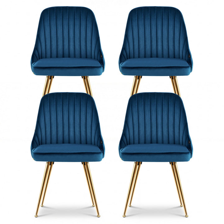 Artiss Velvet Fabric Dining Chairs Vintage (Set of 4) Blue