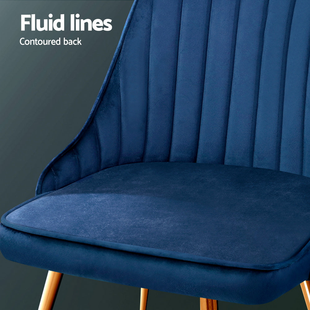 Artiss Velvet Fabric Dining Chairs Vintage (Set of 4) Blue