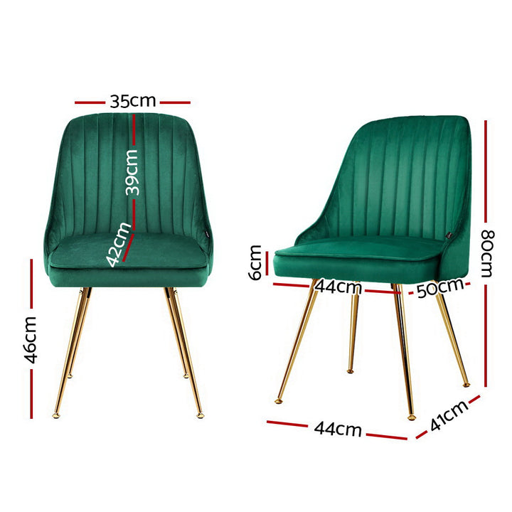 Artiss Velvet Fabric Dining Chairs Vintage (Set of 2) Green